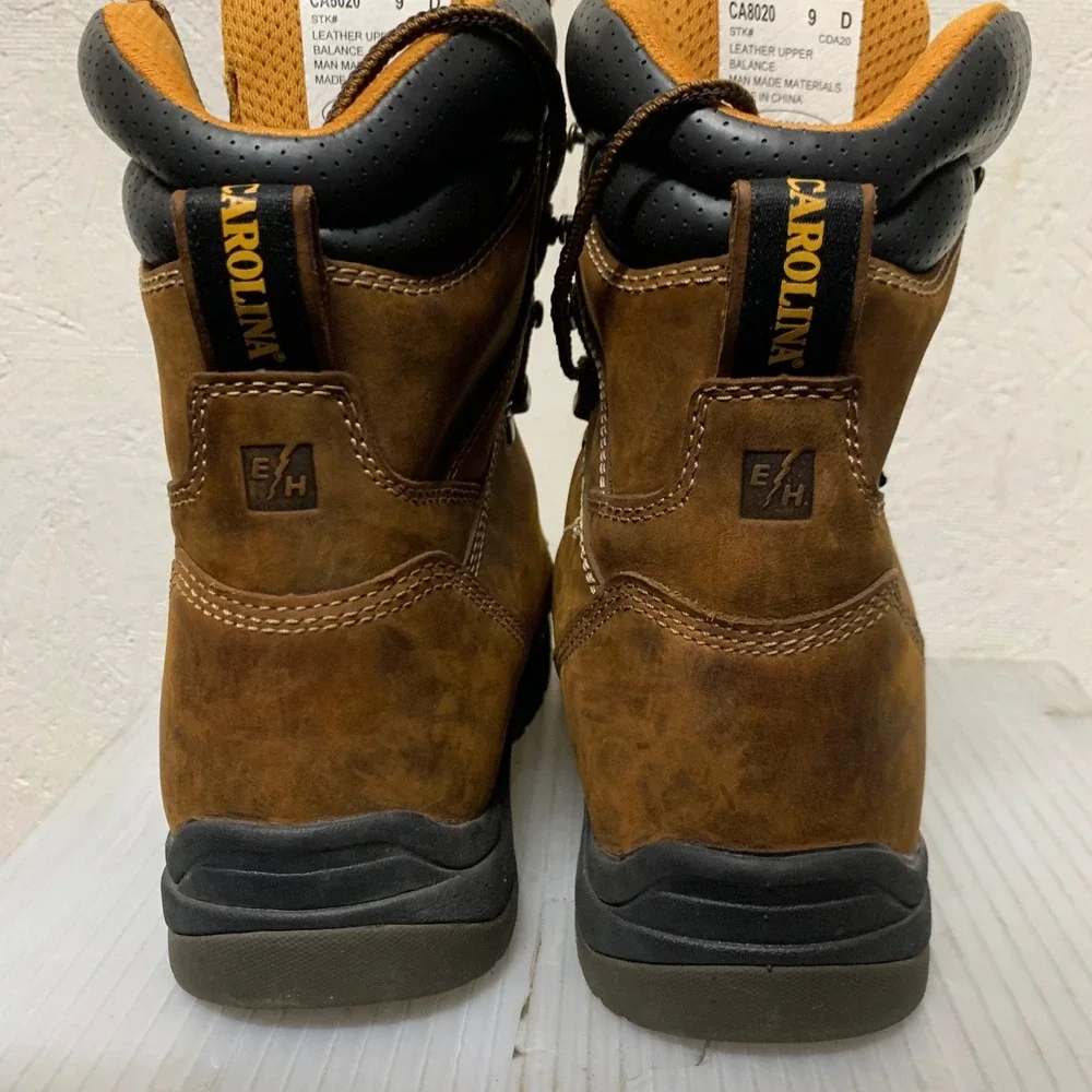 Carolina Work Boots Mens 9 D Brown CA8020 Leather Waterproof EH Slip Resistant